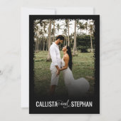 Modern Black Minimalist Typography Photo Wedding Kaart (Voorkant)