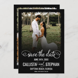 Modern Black Minimalist Typography Photo Wedding Save The Date
