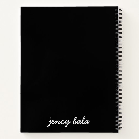 Modern Black Monogram Name Design Notitieboek (Achterkant)