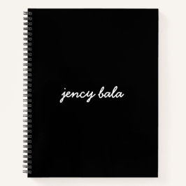 Modern Black Monogram Name Design Notitieboek