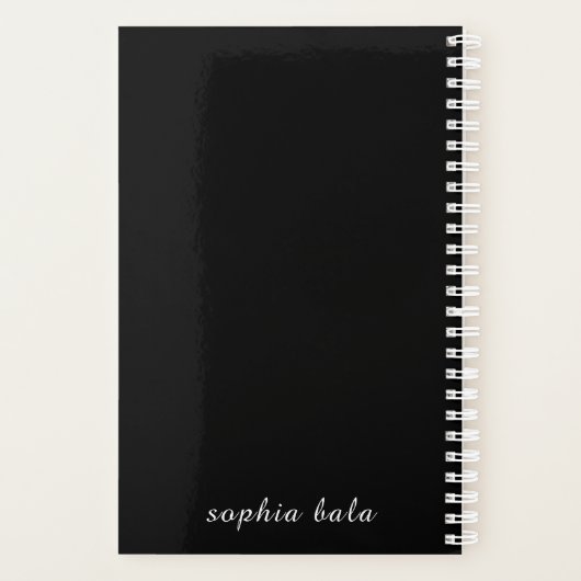 Modern Black Monogram Name Design Planner (Achterkant)