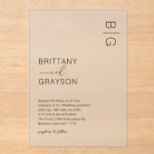 Modern Black Monogram Wedding Acryl Uitnodigingen (Voorkant)
