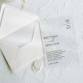 Modern Black Monogram Wedding Acryl Uitnodigingen