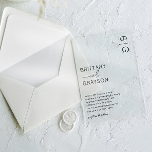 Modern Black Monogram Wedding Acryl Uitnodigingen