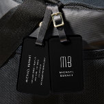 Modern Black Monogrammed Bagagelabel<br><div class="desc">Modern zwart monogram Bagagelabel.</div>