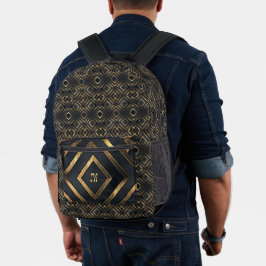 Modern Black Monogrammed Bedrukte Rugzak