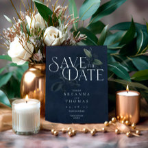 Modern Black Moody Botanical Save the Date
