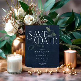 Modern Black Moody Botanical Save the Date