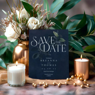 Modern Black Moody Botanical Save the Date