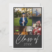 Modern Black Multi Photo Graduation Announcement (Voorkant)