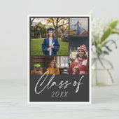 Modern Black Multi Photo Graduation Announcement (Staand voorkant)