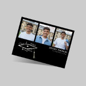 Modern Black Multi Photo Graduation Announcement Kaart