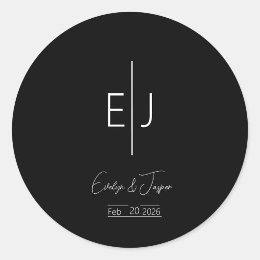 Modern Black Name Initialen Sticker (Voorkant)
