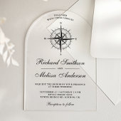 Modern Black Nautical Compass Wedding Acryl Uitnodigingen