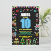 Modern Black Neon Glow Christmas Verjaardagsfeest Kaart (Staand voorkant)