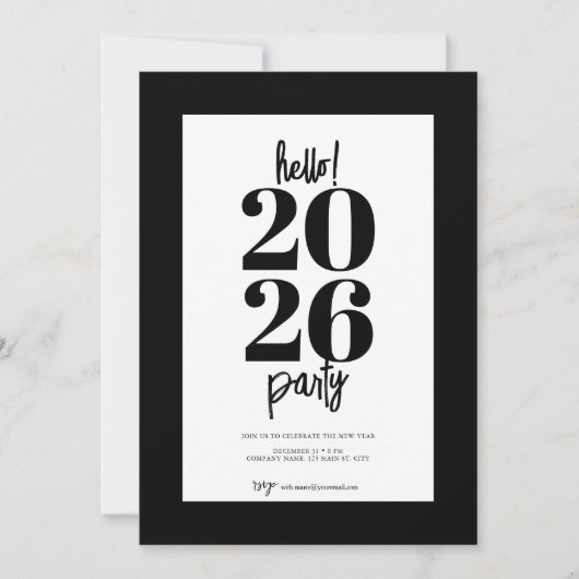 Modern Black New Years Party Uitnodiging (Voorkant)