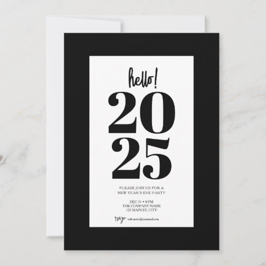 Modern Black New Years Party Uitnodiging (Voorkant)