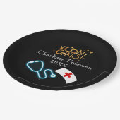 Modern Black Nurse Graduation Party  Papieren Bordje (Gekanteld)