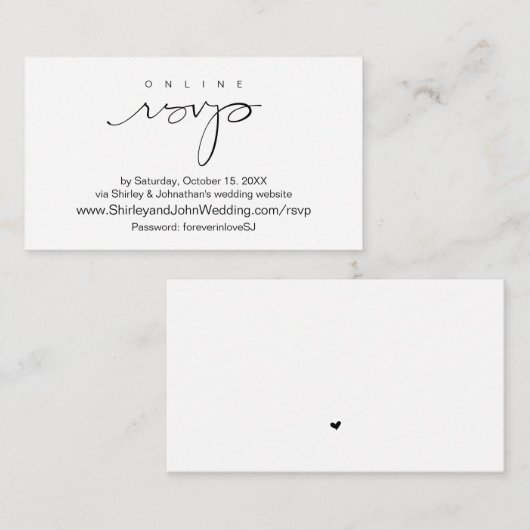 Modern Black, online RSVP via Wedding-website Informatiekaartje (Voorkant / Achterkant)