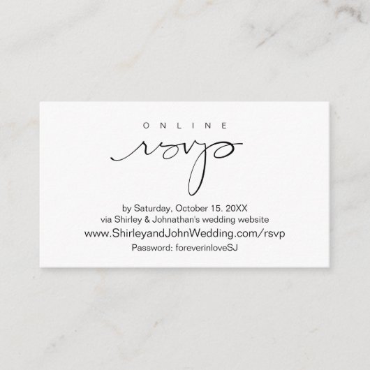 Modern Black, online RSVP via Wedding-website Informatiekaartje (Voorkant)
