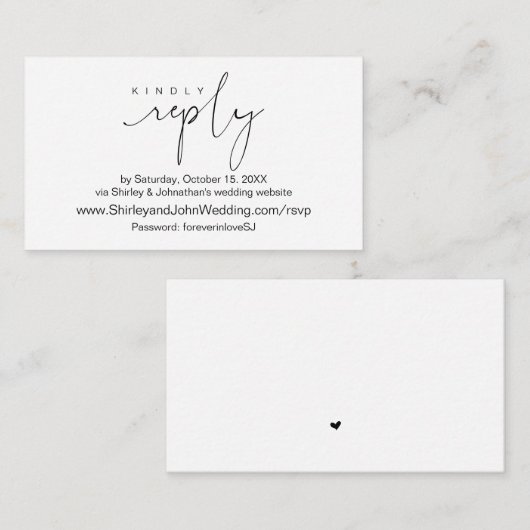 Modern Black, online RSVP via Wedding-website Informatiekaartje (Voorkant / Achterkant)