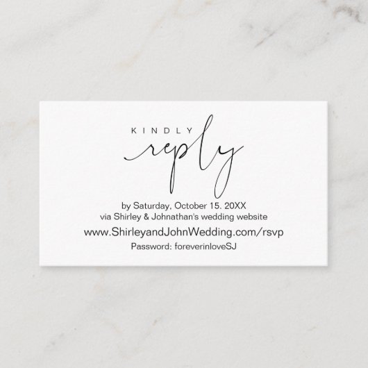 Modern Black, online RSVP via Wedding-website Informatiekaartje (Voorkant)