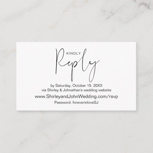 Modern Black, online RSVP via Wedding-website Informatiekaartje (Voorkant)