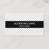 Modern Black op White Polka Dots Black Stripe Visitekaartje (Voorkant)