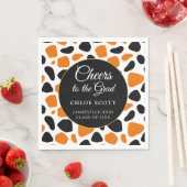 Modern Black Oranje Animal Print Graduparty Servet (Insitu)