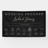 Modern Black Order of Events Wedding Sjabloon Spandoek (Horizontaal)