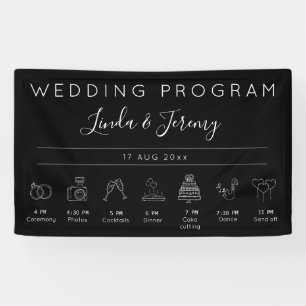 Modern Black Order of Events Wedding Sjabloon Spandoek