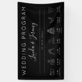 Modern Black Order of Events Wedding Sjabloon Spandoek (Verticaal)
