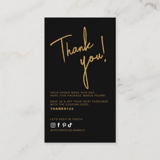 Modern black order thank you QR code Visitekaartje (Voorkant)