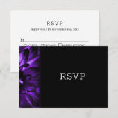 Modern Black Paars Floral Wedding RSVP Kaartje (Voorkant / Achterkant)