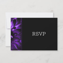 Modern Black Paars Floral Wedding RSVP Kaartje