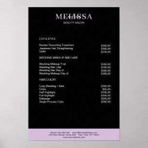 Modern Black Paars Price List Poster