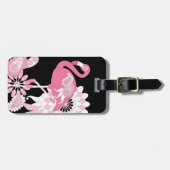 Modern Black Paisley Pink Flamingo Bagagelabel (Voorkant horizontaal)