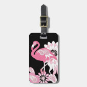 Modern Black Paisley Pink Flamingo Bagagelabel (Voorkant verticaal)