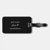 Modern Black Paisley Pink Flamingo Bagagelabel (Achterkant horizontaal)