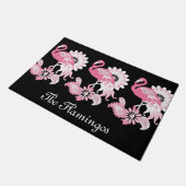 Modern Black Paisley Pink Flamingo Deurmat (Schuin)
