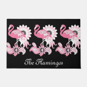 Modern Black Paisley Pink Flamingo Deurmat (Voorkant)