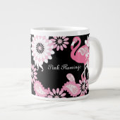 Modern Black Paisley Pink Flamingo Grote Koffiekop (Voorkant rechts)