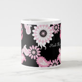 Modern Black Paisley Pink Flamingo Grote Koffiekop (Voorkant)