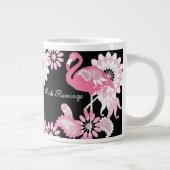 Modern Black Paisley Pink Flamingo Grote Koffiekop (Rechts)