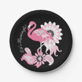 Modern Black Paisley Pink Flamingo Papieren Bordje (Voorkant)