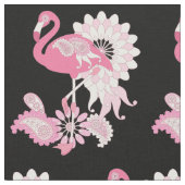 Modern Black Paisley Pink Flamingo Stof (Close Up)