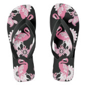 Modern Black Paisley Pink Flamingo Teenslippers (Voetbed)