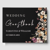 Modern Black Pastel Wildflower Boho Wedding Gastenboek (Voorkant)