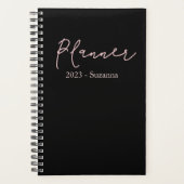 Modern Black Personalize Name Year Planner (Voorkant)