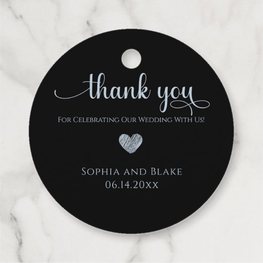 Modern Black Personalized Wedding Favor Labels (Achterkant)